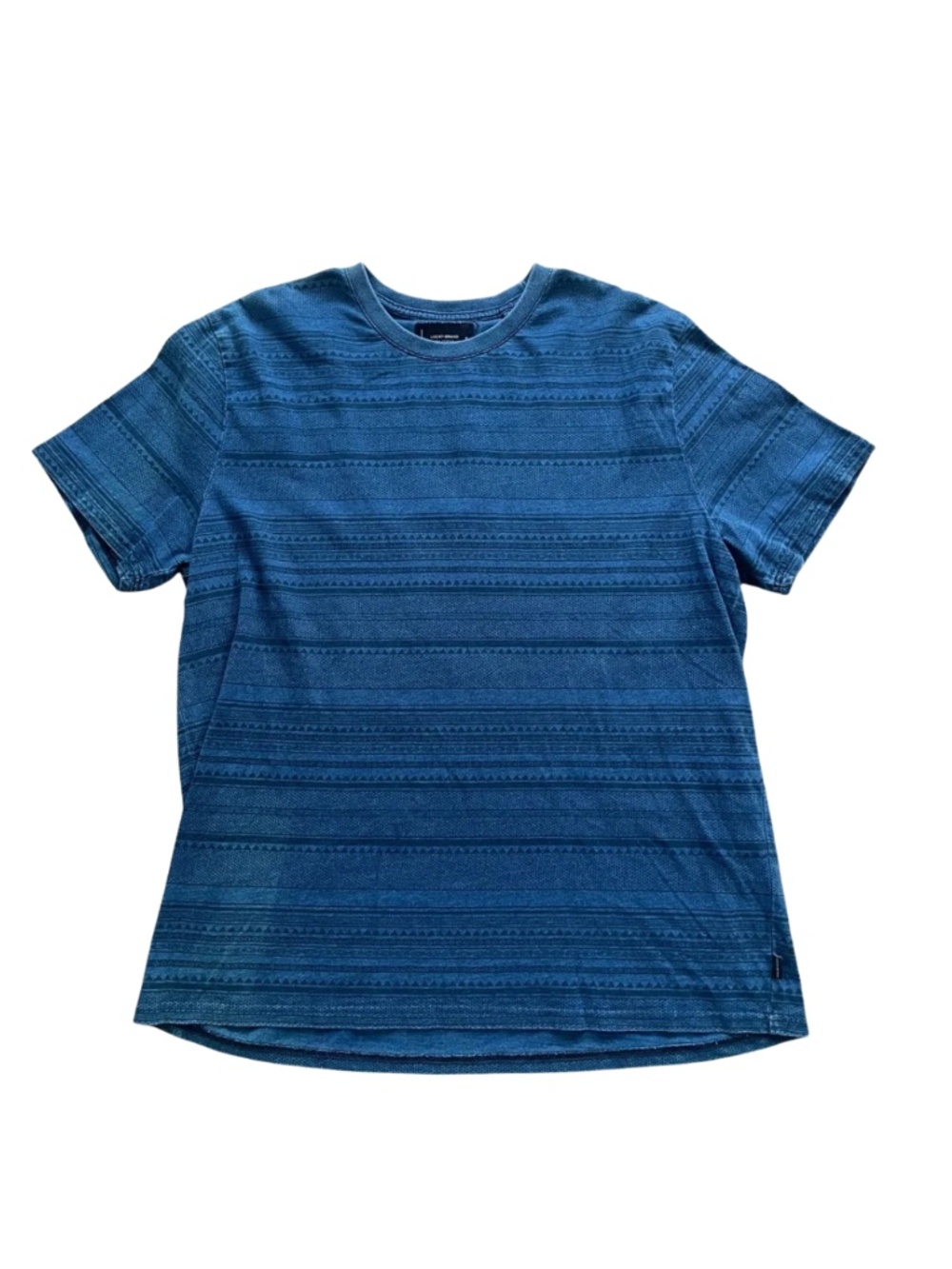 Lucky Brand Blue Short-Sleeve Crewneck Tee with Subtle Stripe Pattern, XL